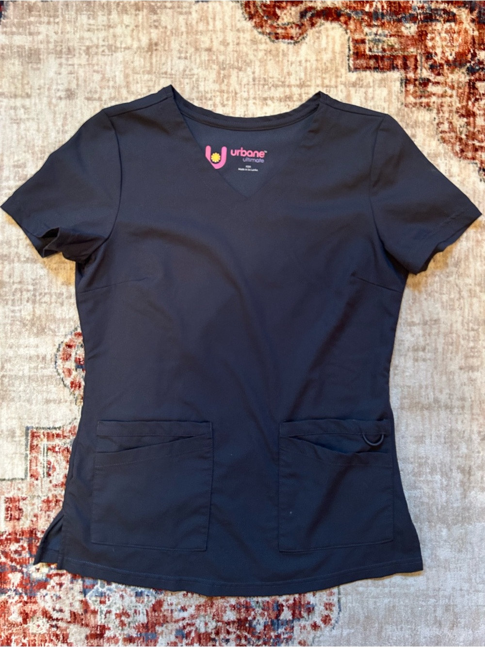 Urbane Women's Black V-Neck Short Sleeve Scrub Top